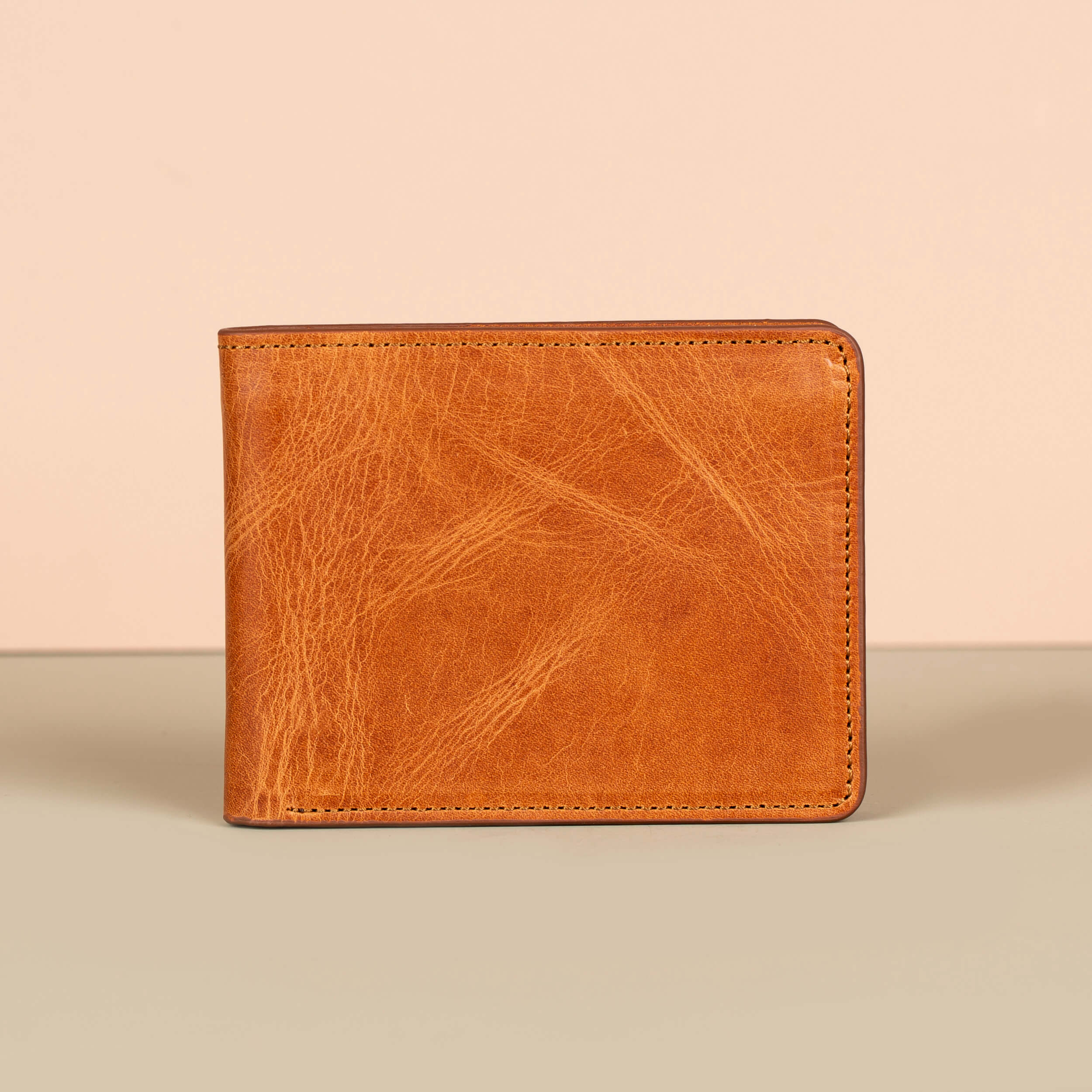 Premium Leather Bifold Wallet - Rich Brown - Washington