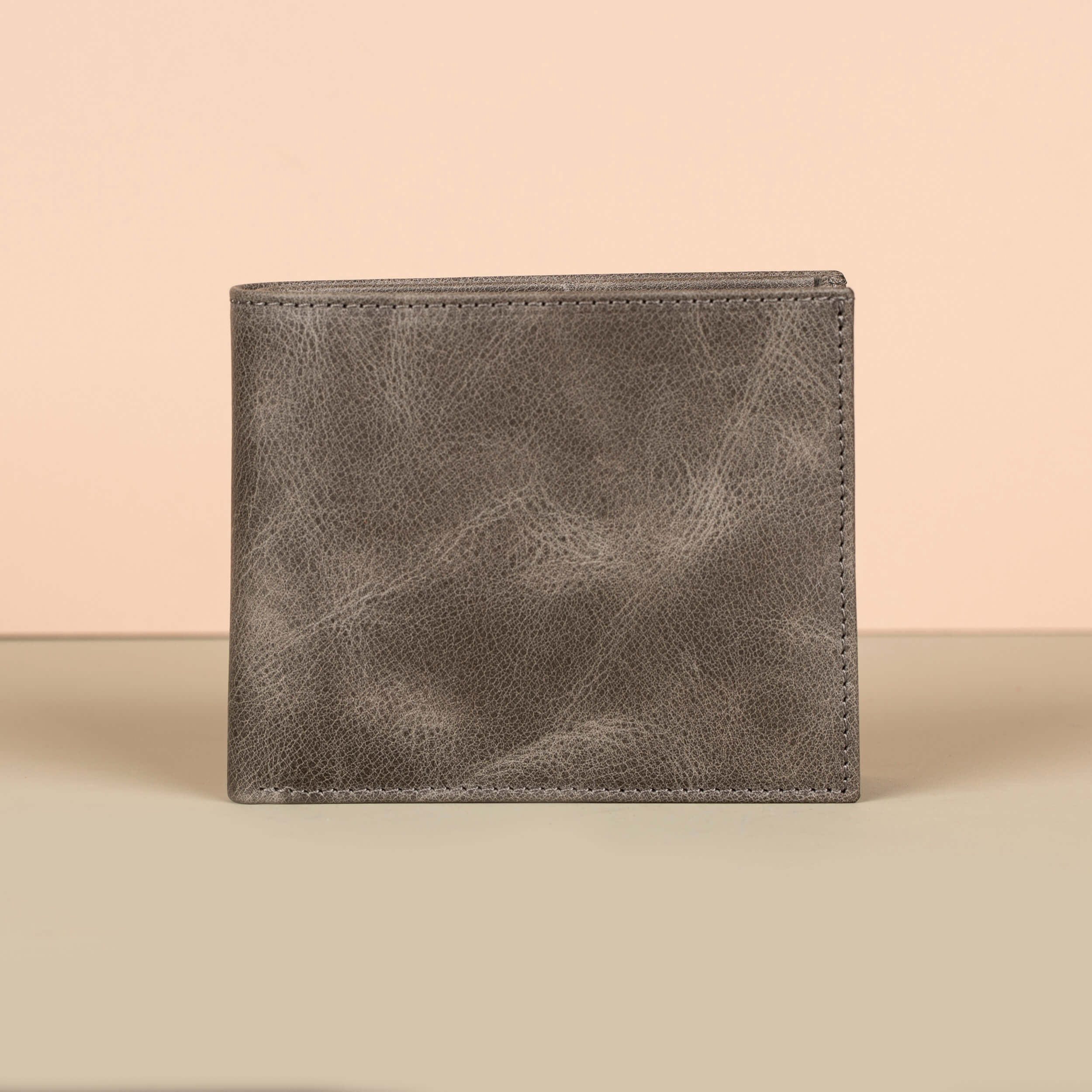 Classic Leather Bifold Wallet - Grey - Los Angeles