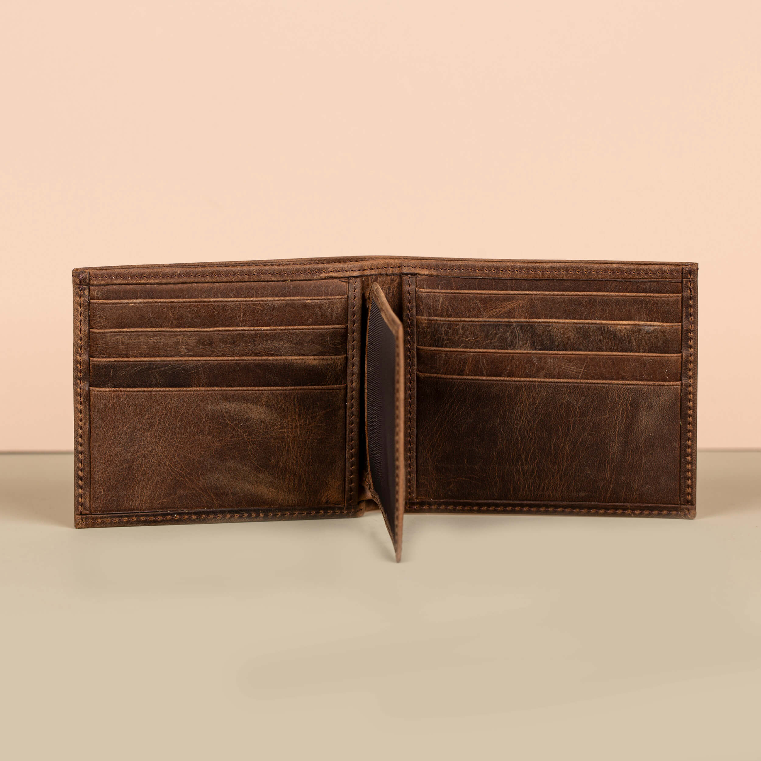 Classic Leather Bifold Wallet - Brown - Los Angeles