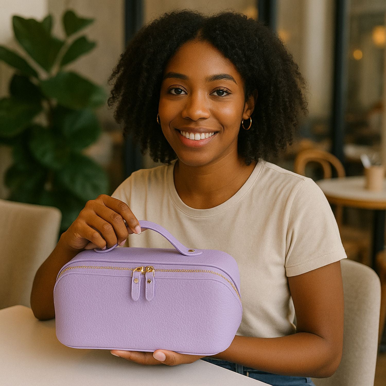Luxury Leather Travel Vanity Case – Elegant & Spacious- Soft lavender - San Jose