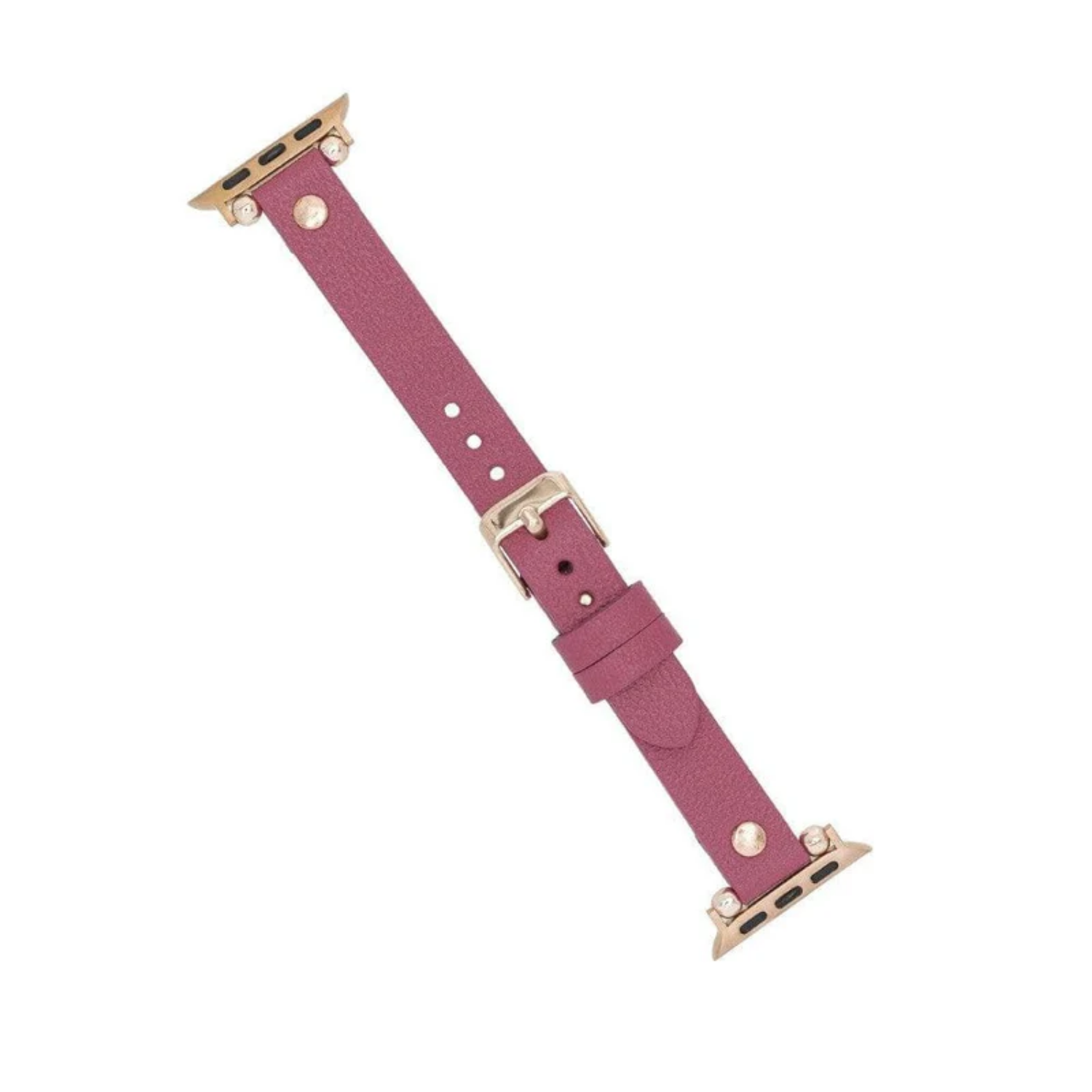 Magenta Leather Slim Apple Watch Band with Rivet - LEATHERE