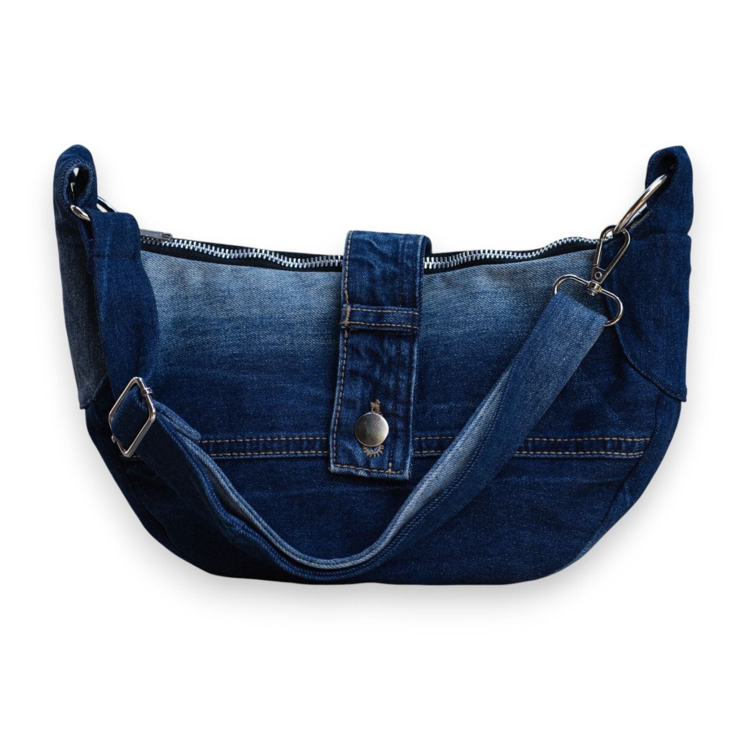 Brooklyn Crescent — Upcycled Denim Crossbody