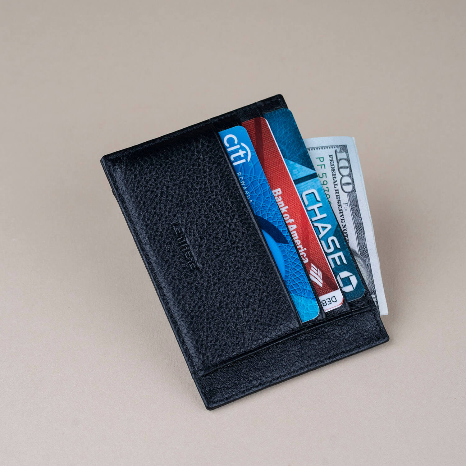 Slim Leather Cardholder Wallet - Black - Joliet