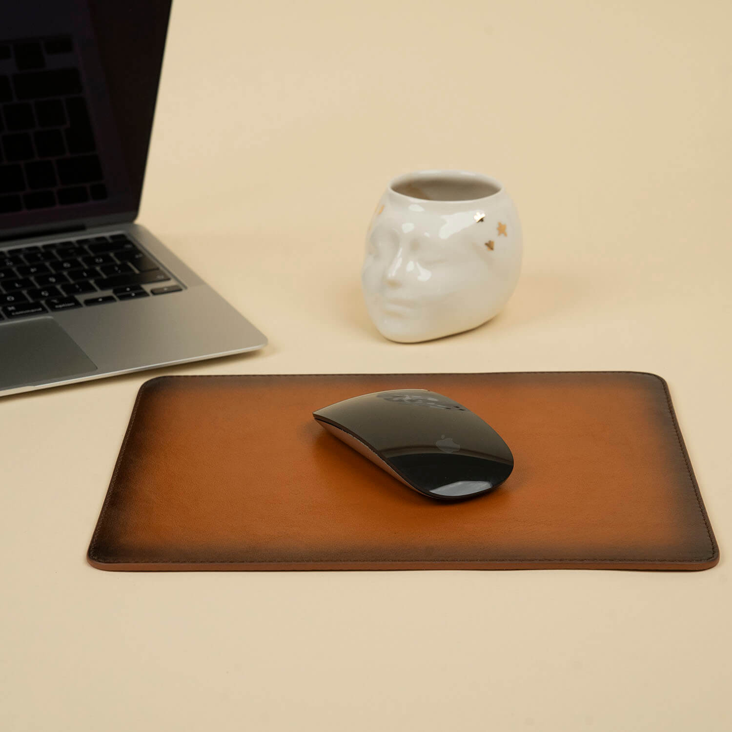 Premium Leather Mouse Pad – Handcrafted Excellence - Rich Brown - Omaha