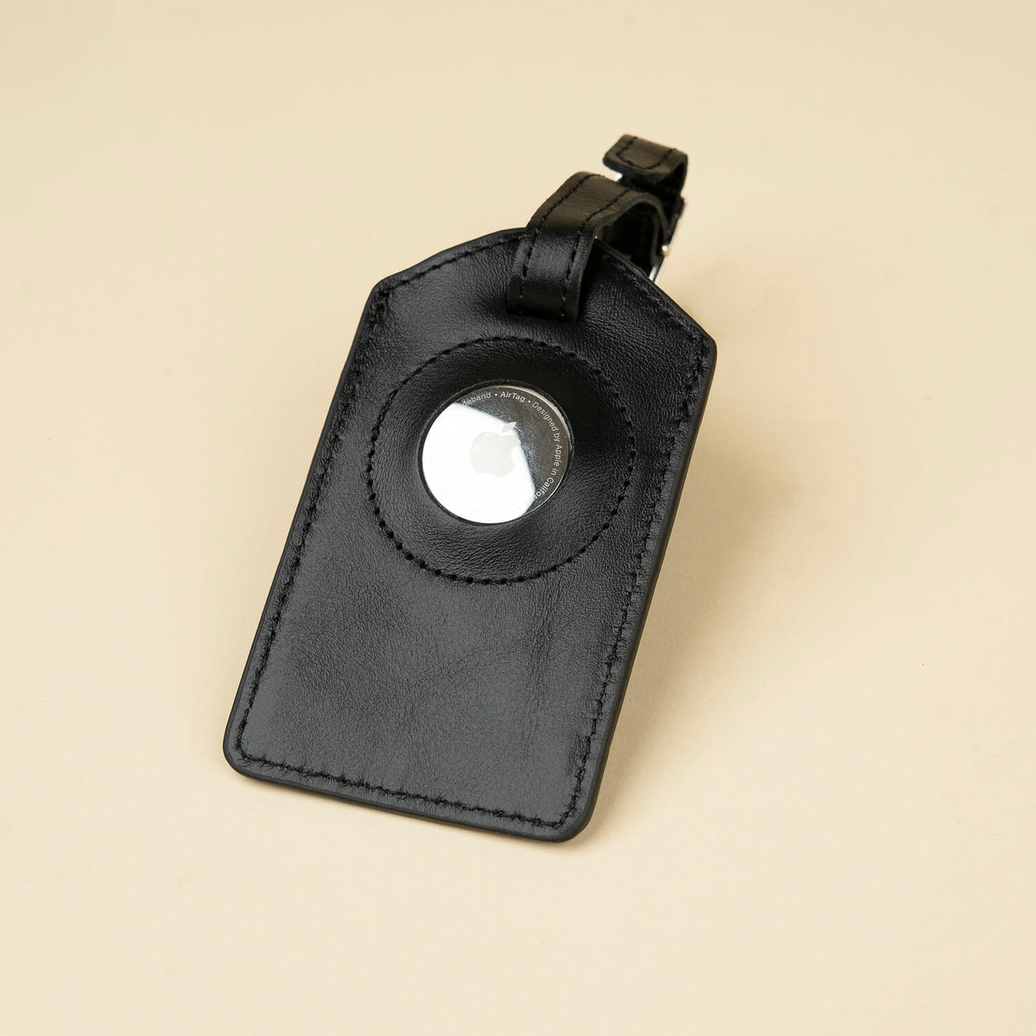 Premium Leather AirTag Luggage Tag - Black - Clovis