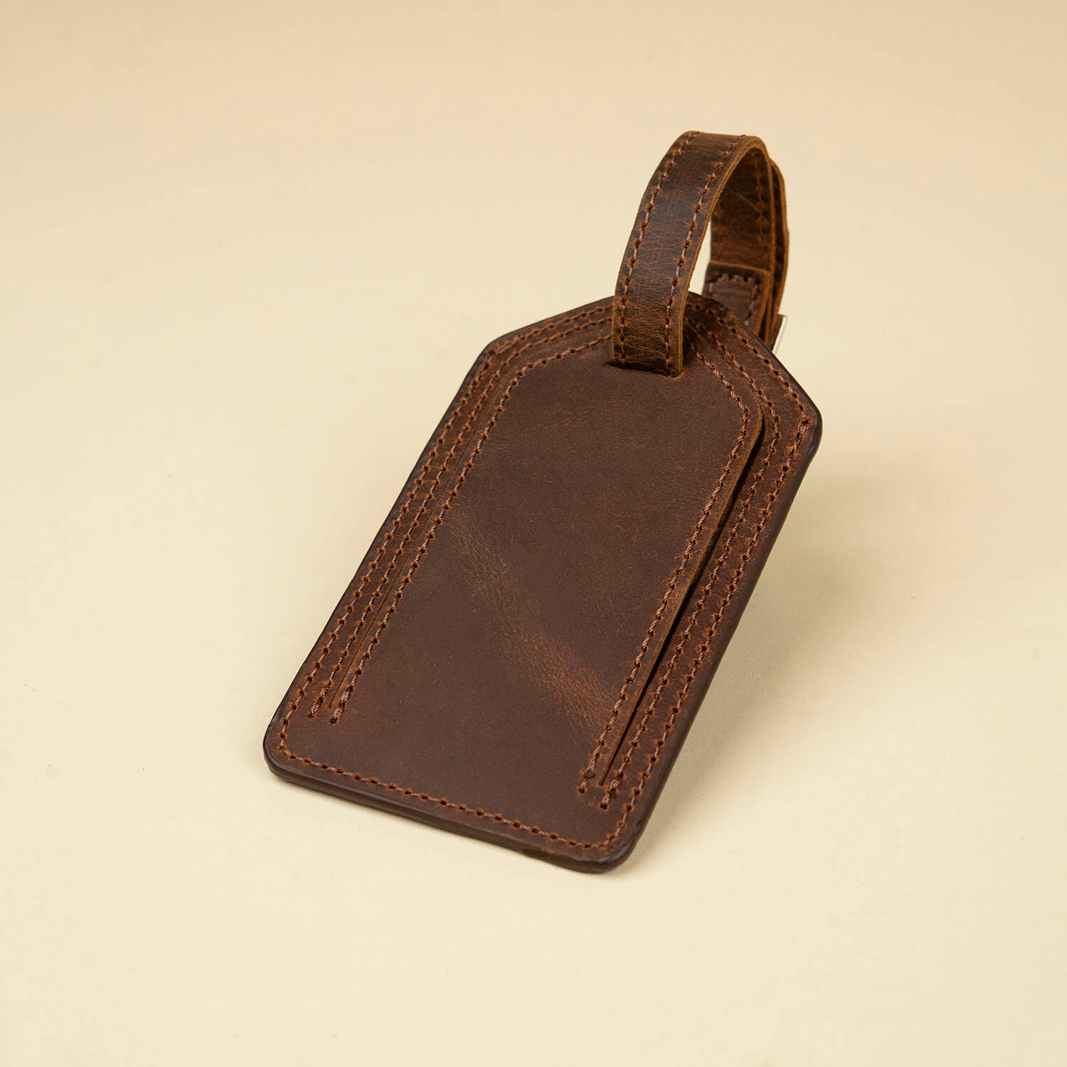 Premium Leather AirTag Luggage Tag - Dark Brown - Clovis