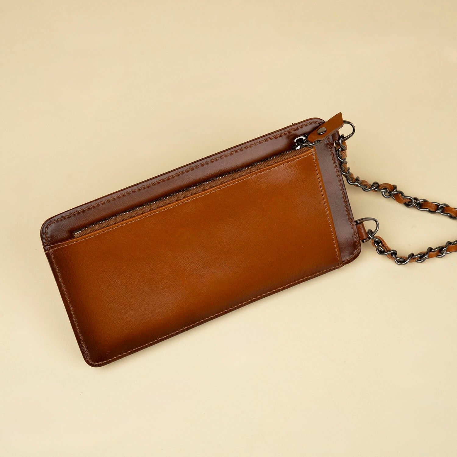 Leather Brown Crossbody Bag Phone Wallet - Columbus