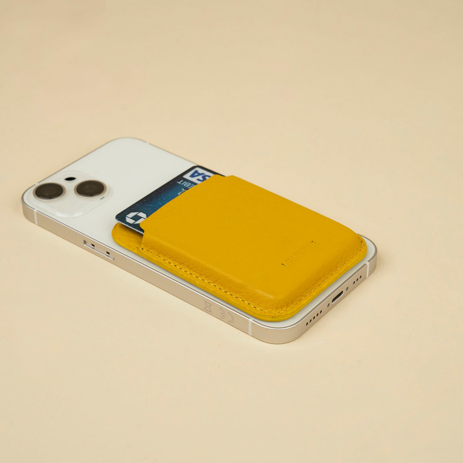 Premium Leather Card Holder & Phone Case Combo - Yellow - Helena