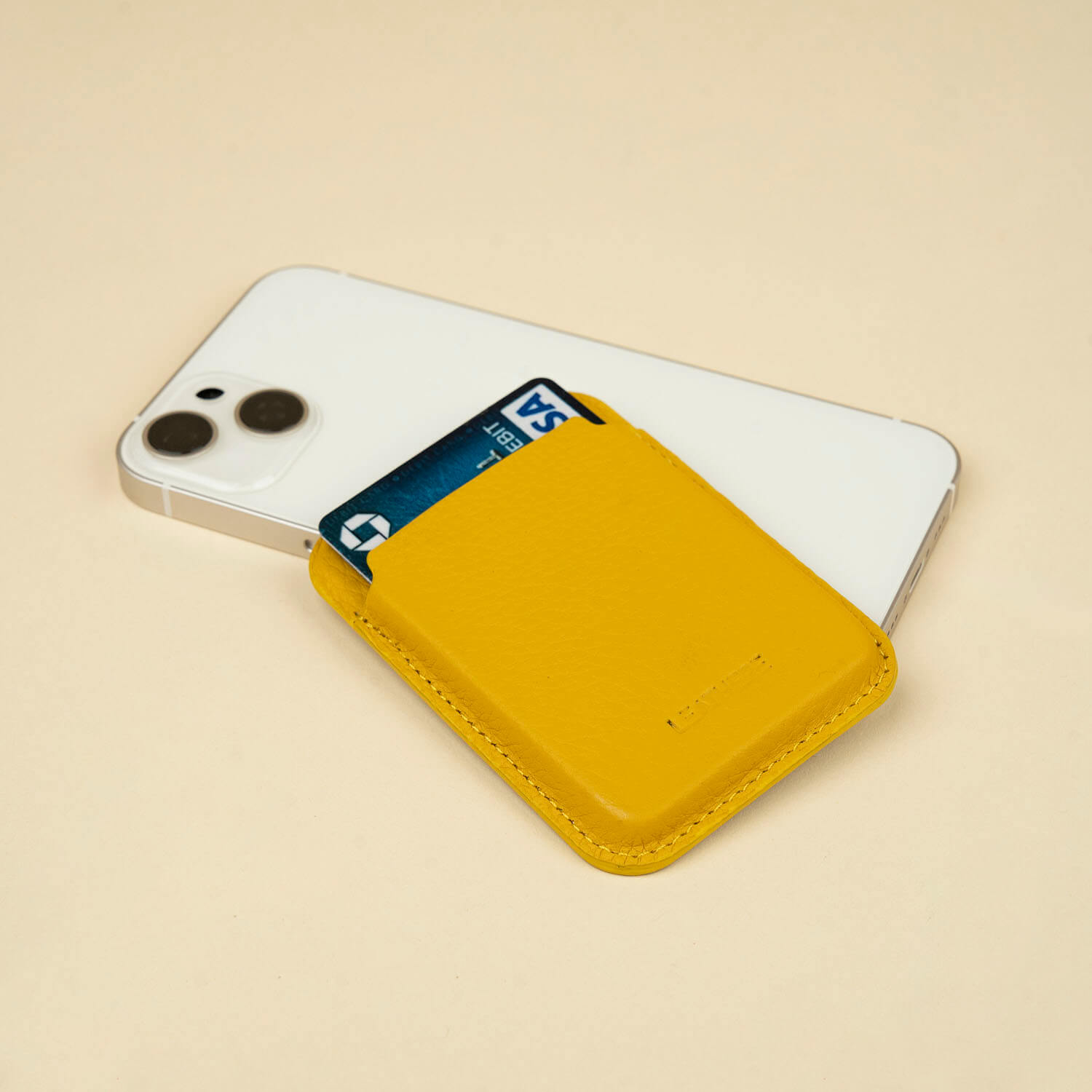 Premium Leather Card Holder & Phone Case Combo - Yellow - Helena