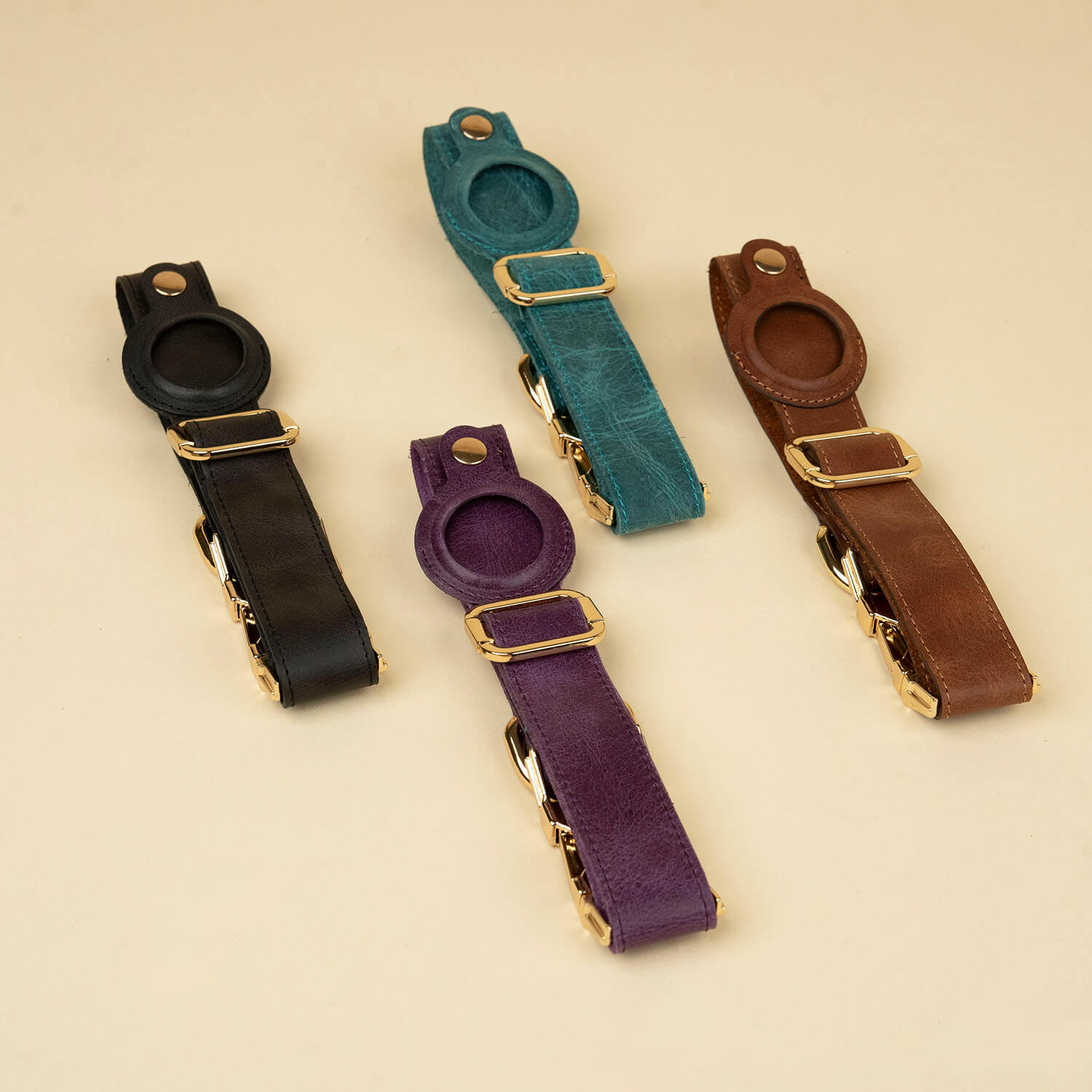 Stylish Leather AirTag Dog Collar - Quad Color Set - Davie