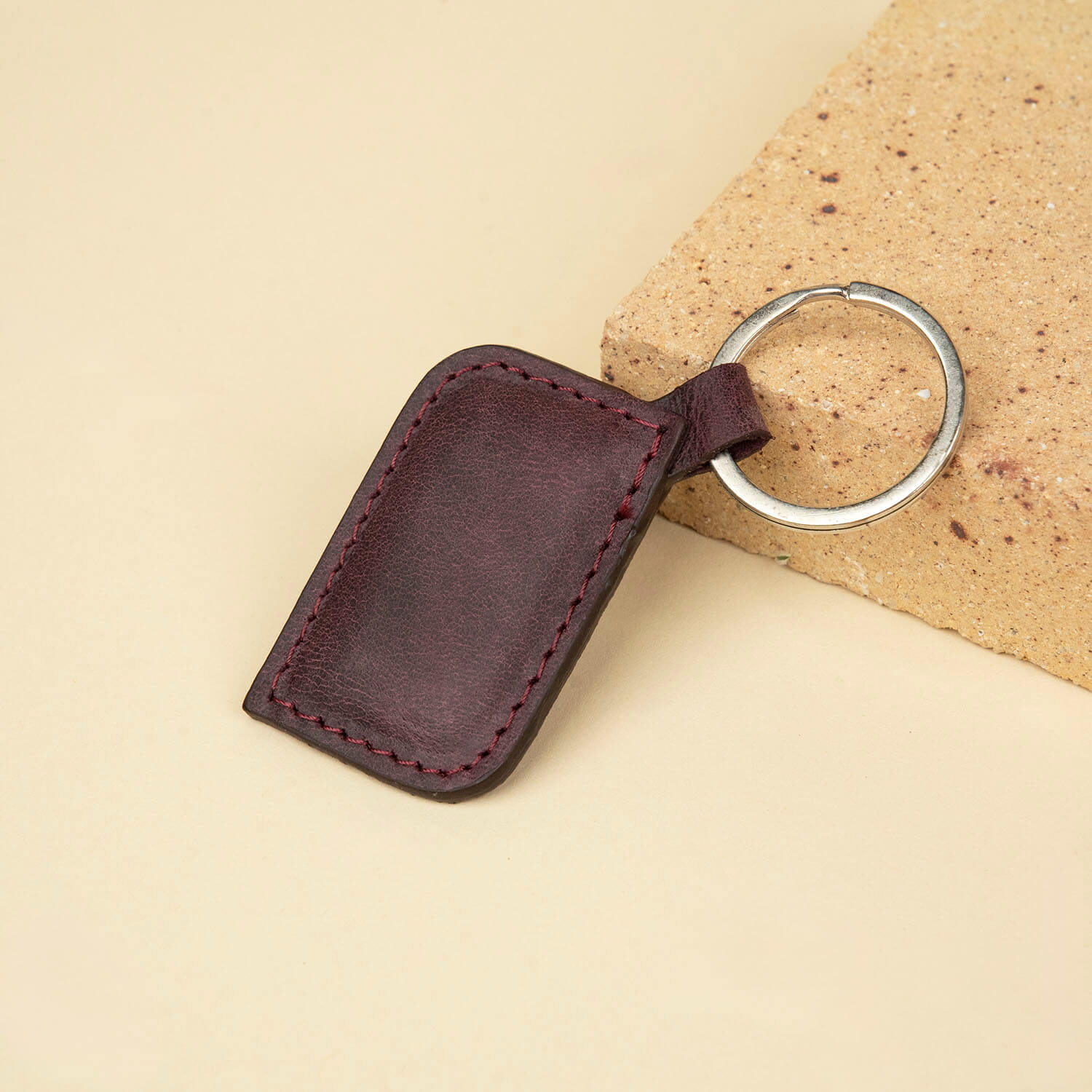 Stylish Leather Keychain - Purple - Burbank