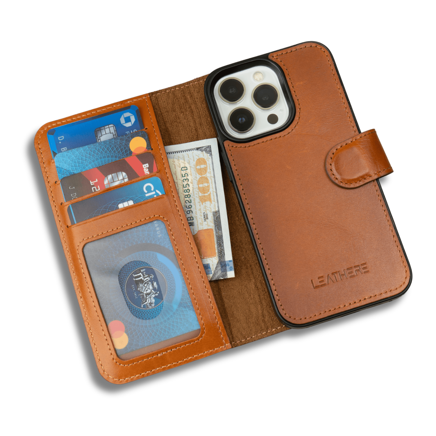 iPhone 17 Series Rustic Brown Leather Wallet Case - New York (pre-order)