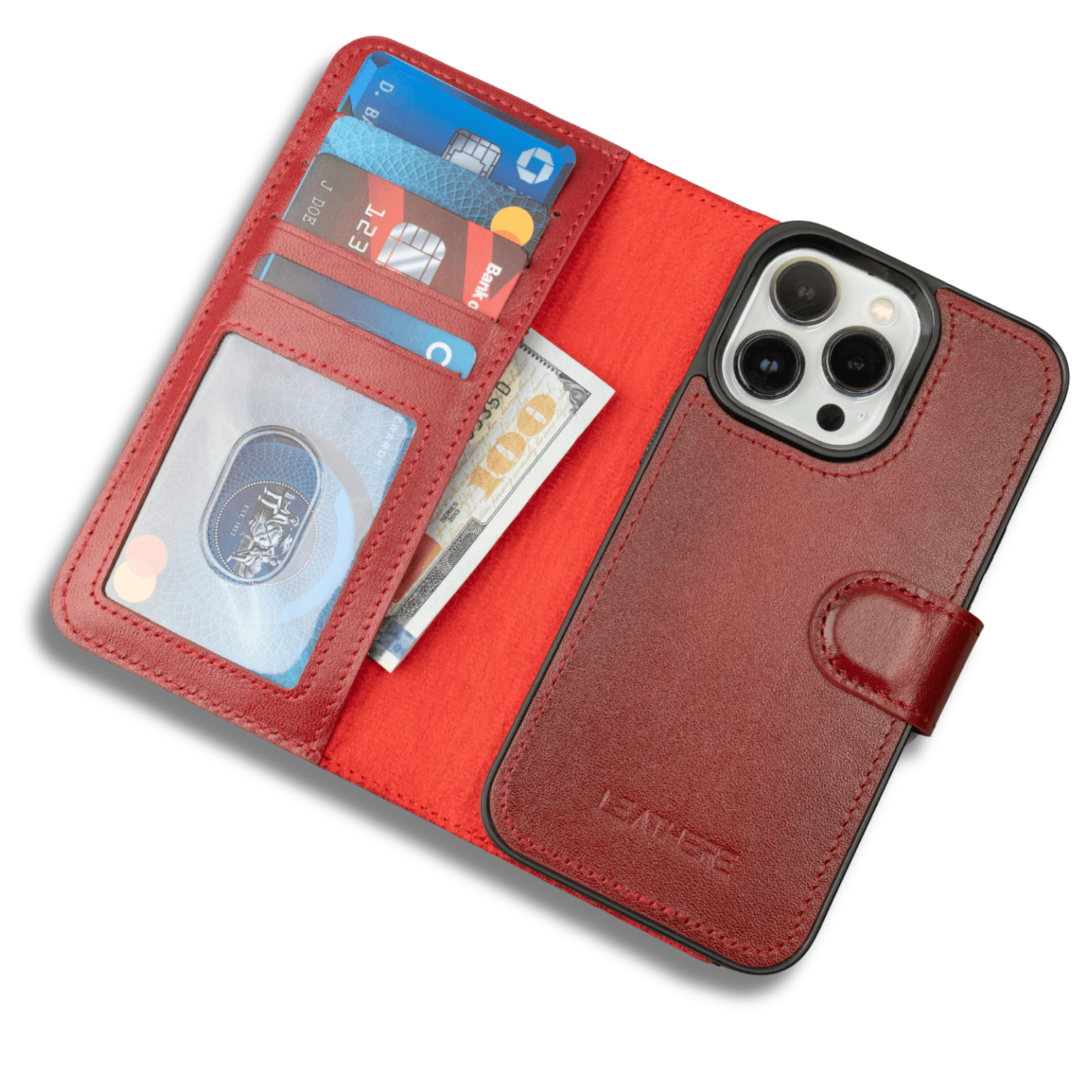 iPhone 17 Series Red Leather Wallet Case - New York (pre-order)