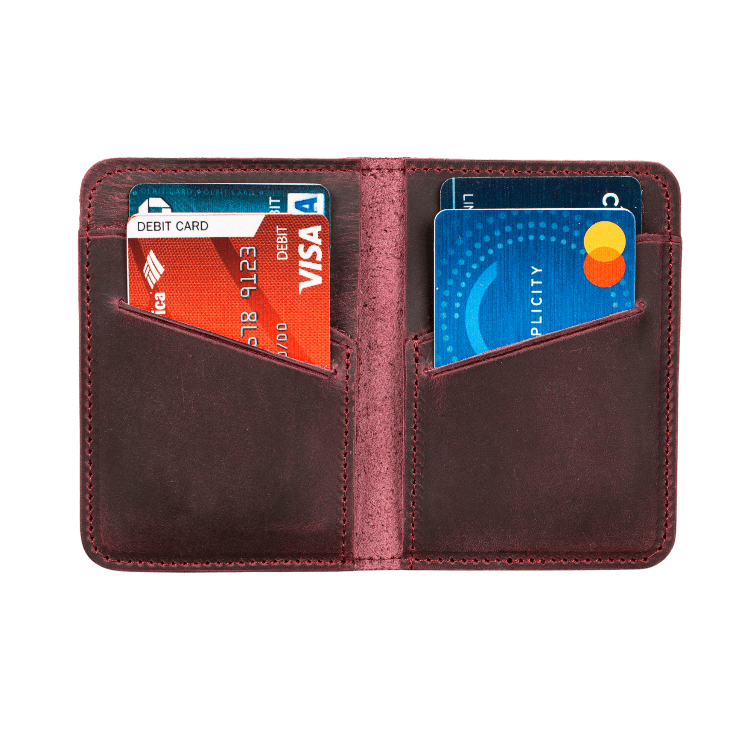 Classic Leather Cardholder Wallet - Deep Burgundy - Berkeley