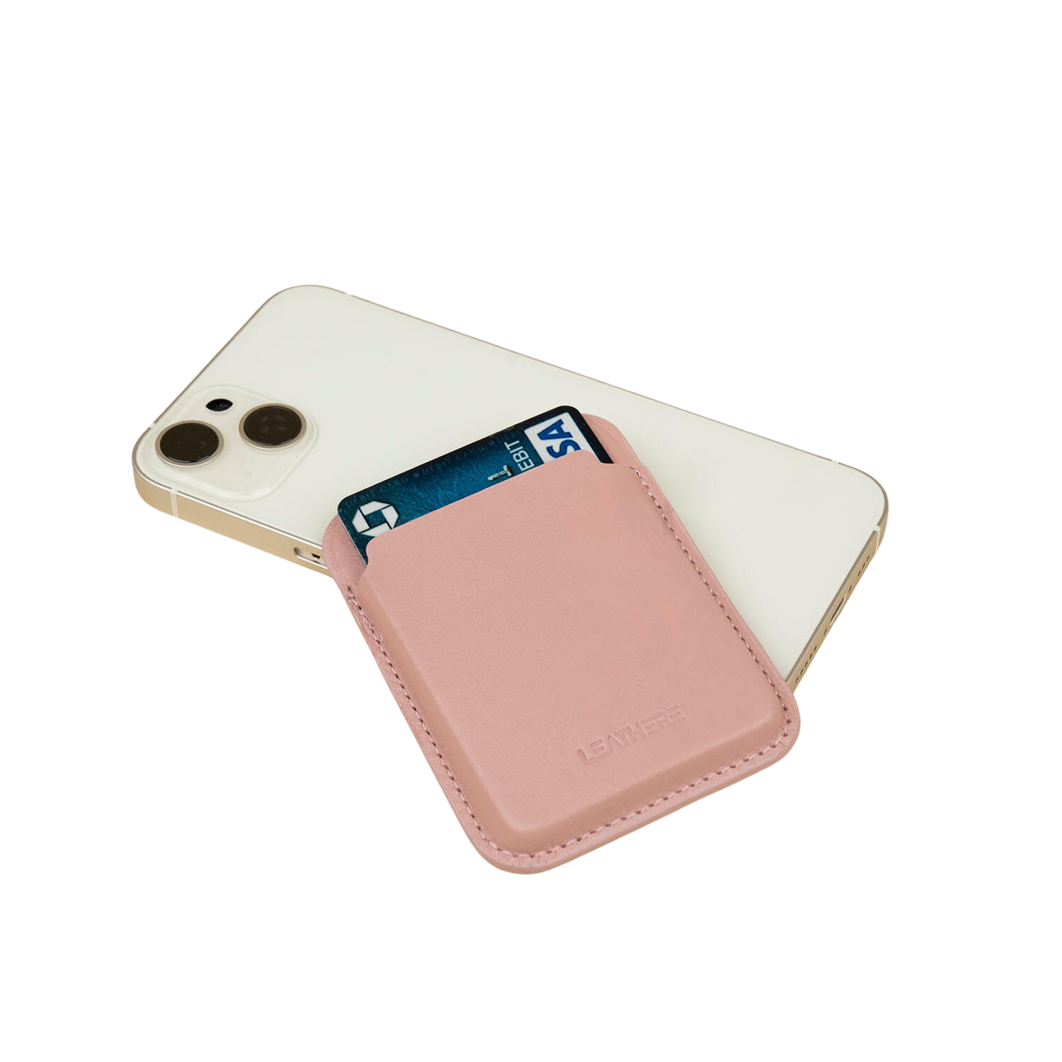 Premium Leather Card Holder & Phone Case Combo - Pink - Helena