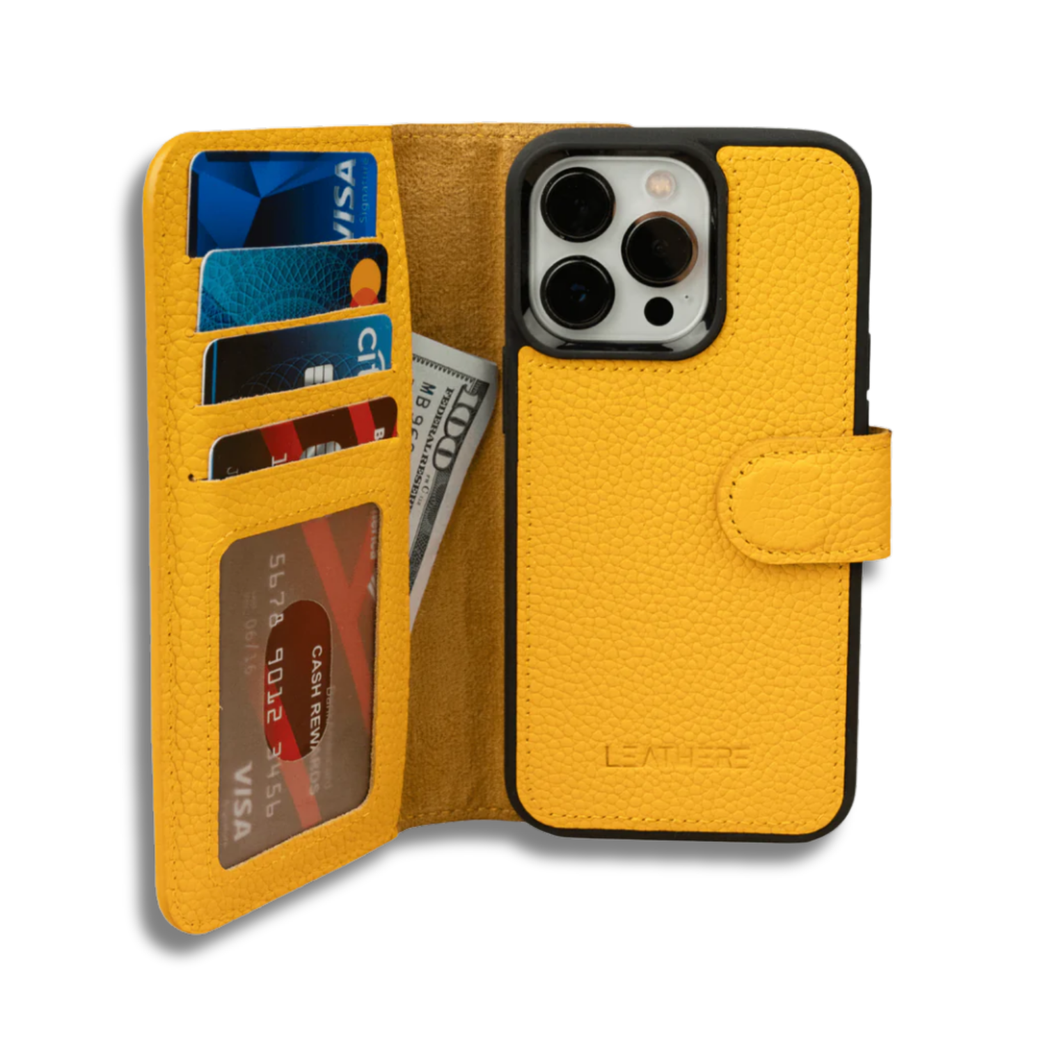 iPhone 17 Series Yellow Leather Wallet Case - New York (pre-order)