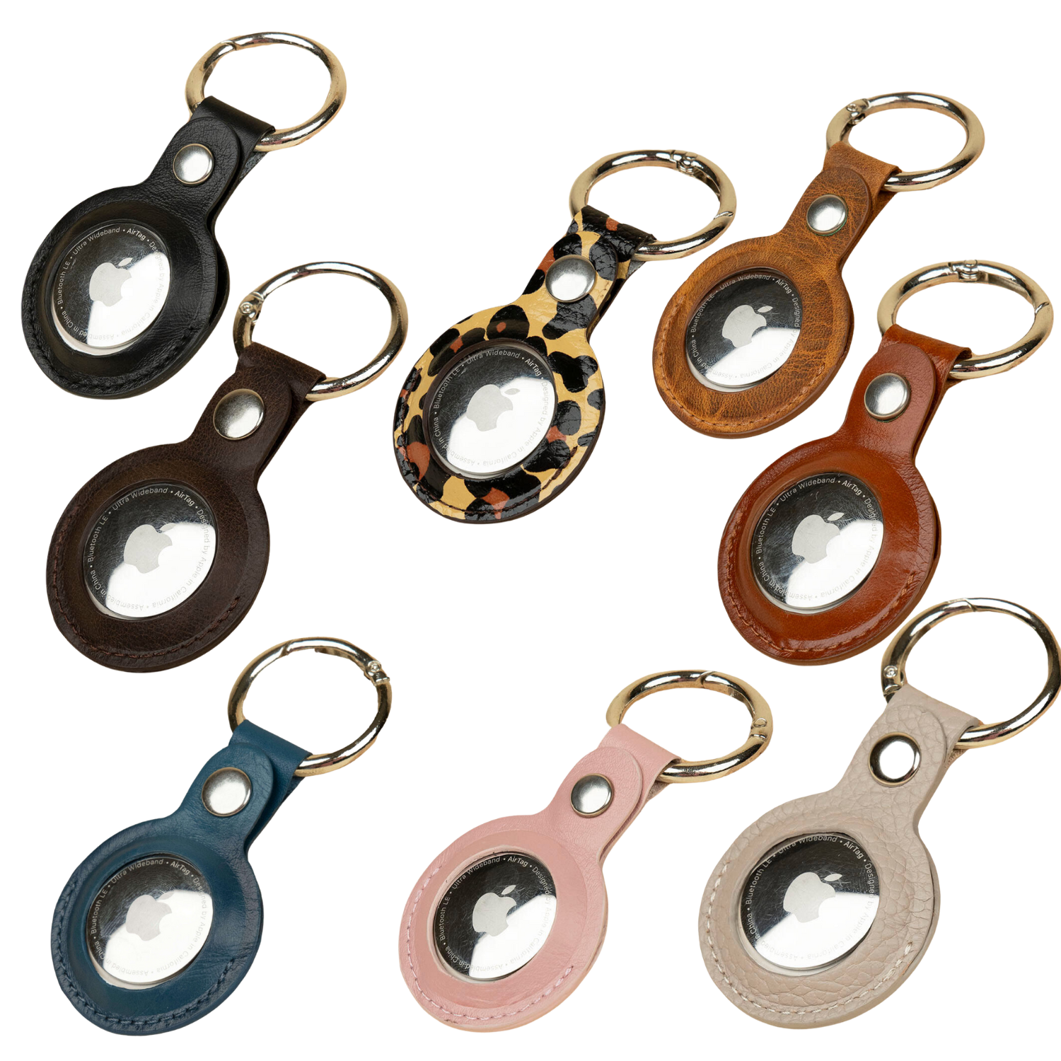 Premium Leather AirTag Holder - (8 pieces) - Mixed Colors- Orlando