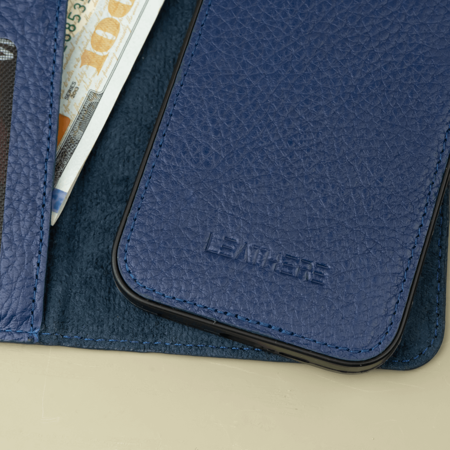 Blue Leather iPhone 16 Series Wallet Case - LEATHERE