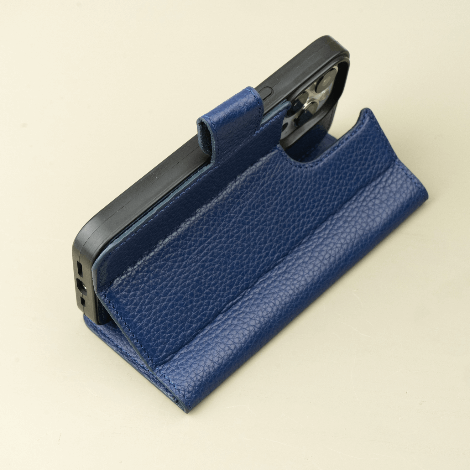 Blue Leather iPhone 16 Series Wallet Case - LEATHERE