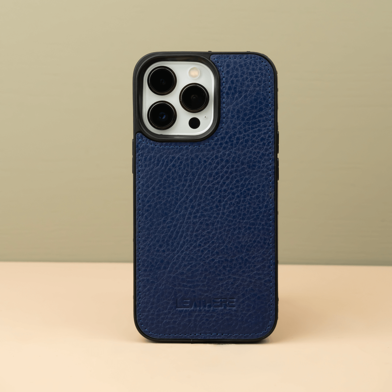 Blue Leather iPhone 16 Series Wallet Case - LEATHERE