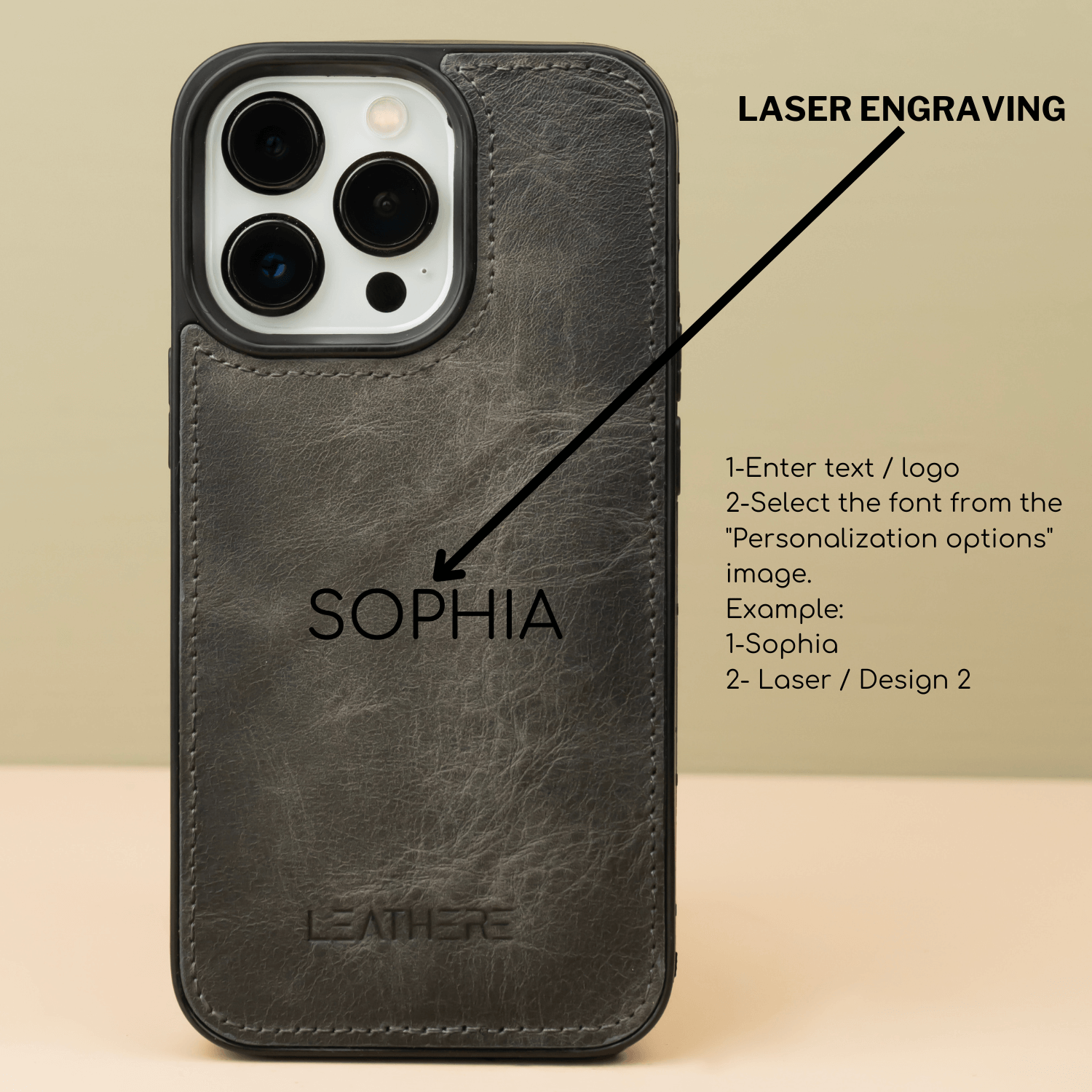 Grey Leather iPhone 16 Series Wallet Case - LEATHERE
