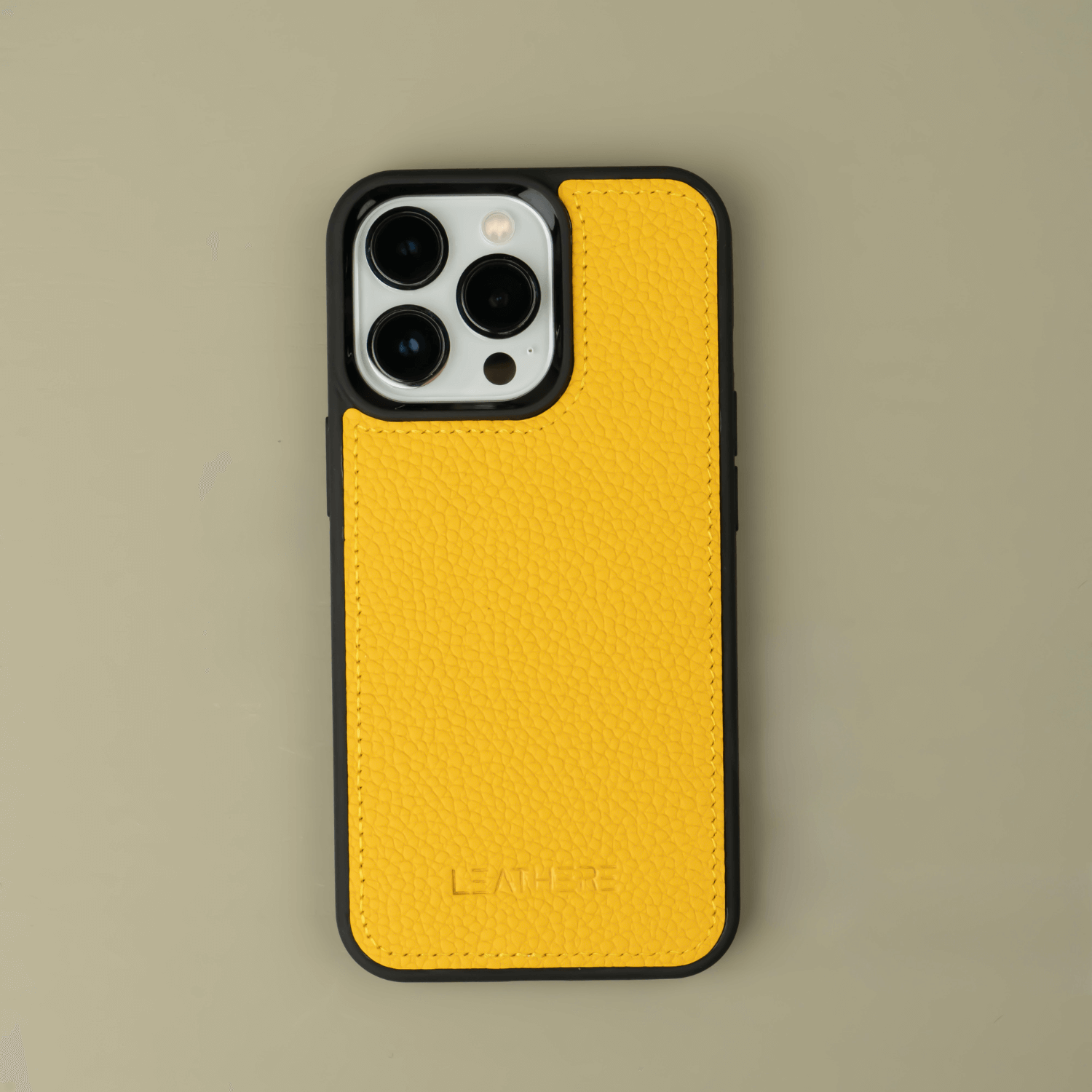 Yellow Leather iPhone 15 Series Snap-On Case - LEATHERE