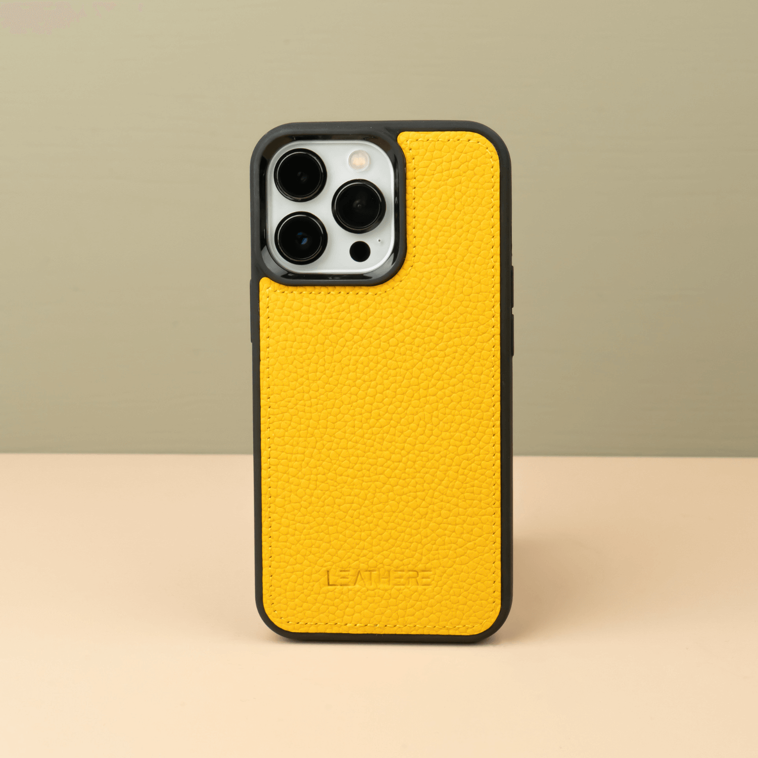 Yellow Leather iPhone 15 Series Snap-On Case - LEATHERE