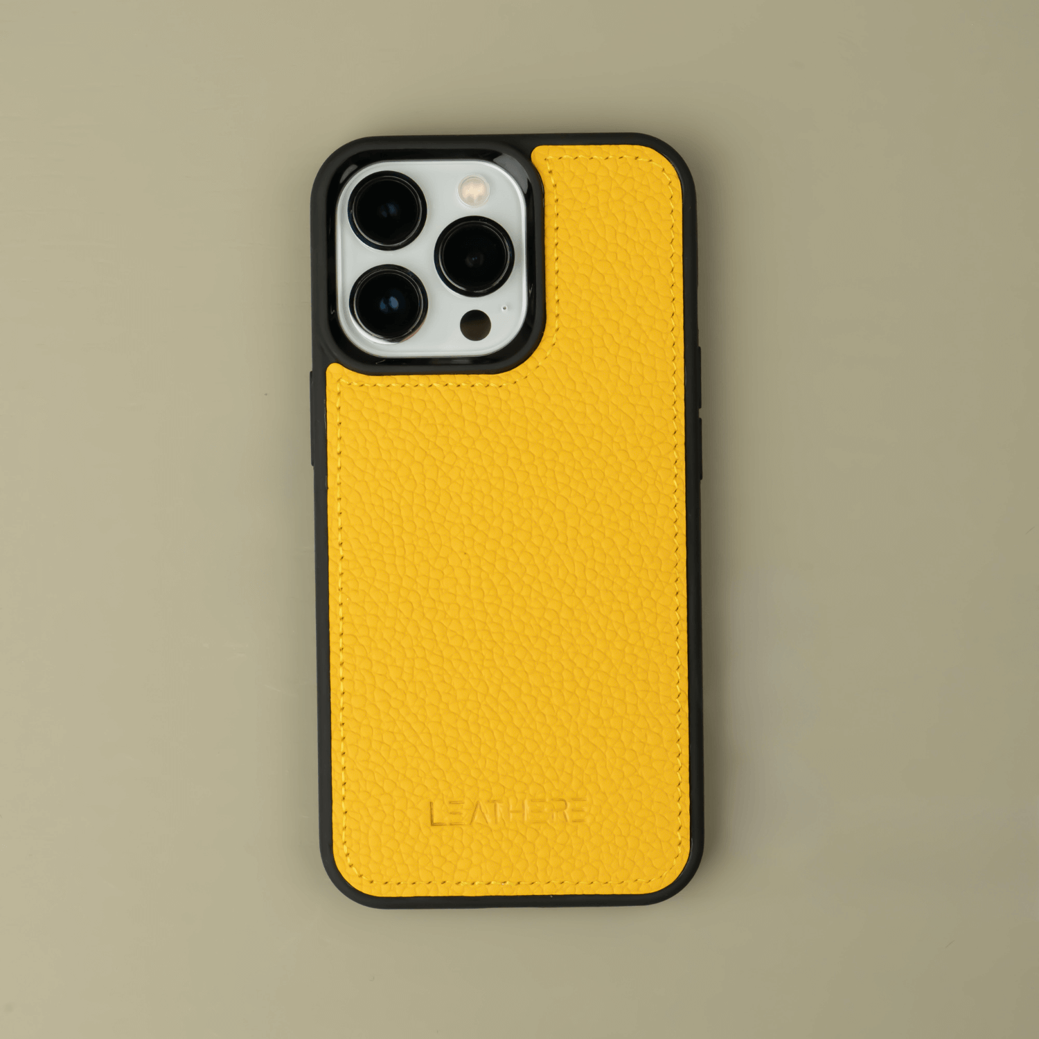 Yellow Leather iPhone 15 Series Snap-On Case - LEATHERE