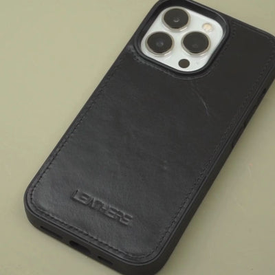 Black Leather iPhone 16 Series Snap-On Case - LEATHERE