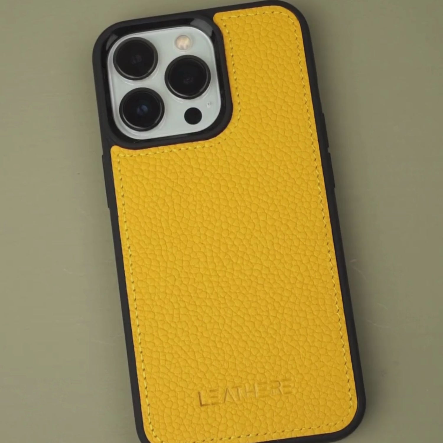 Yellow Leather iPhone 15 Series Snap-On Case - LEATHERE