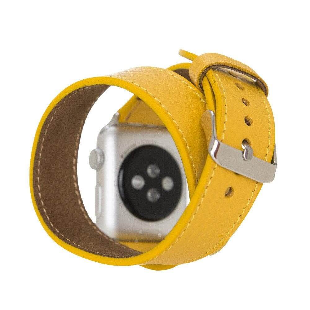 Yellow Leather Double Tour Apple Watch Band - LEATHERE